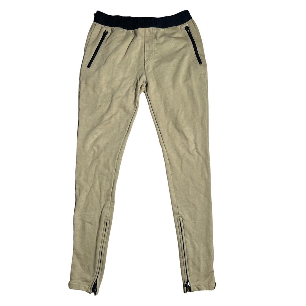 Fear of God FOG Essentials Joggers Tan Black Ankle Zip Sweatpants Mens Med read